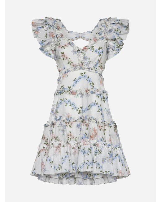 Needle & Thread Gray Dancing Daisies Cotton Mini Dress