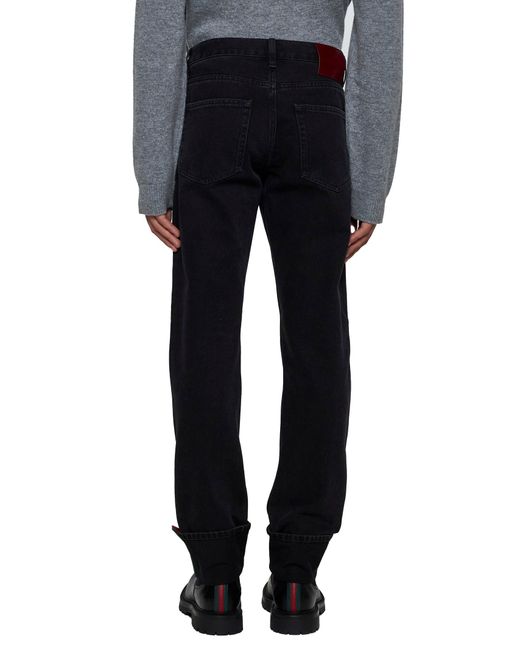 Gucci Blue Web Turn-Up Slim-Fit Jeans for men