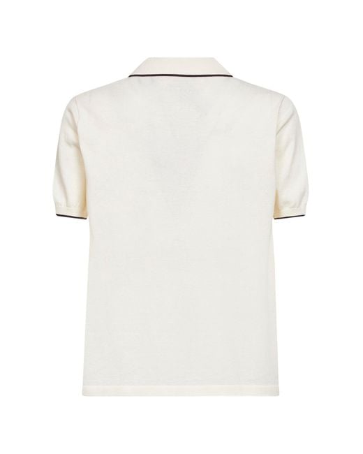 Mc2 Saint Barth White Cream Cotton Knit Sloan Buttonless Polo Shirt for men