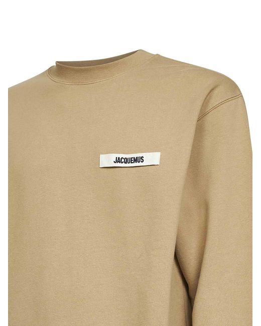 Jacquemus Natural Dark Organic Cotton Fleece The Gros Grain Sweatshirt for men