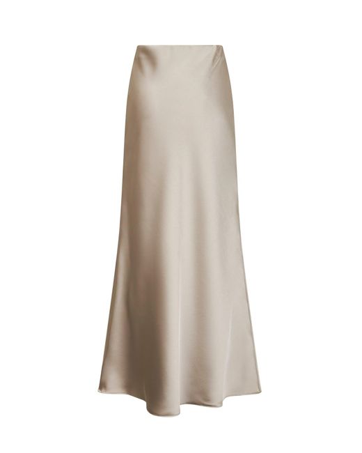 Blanca Vita Natural Chalk Satin Gedila Long Bias Skirt