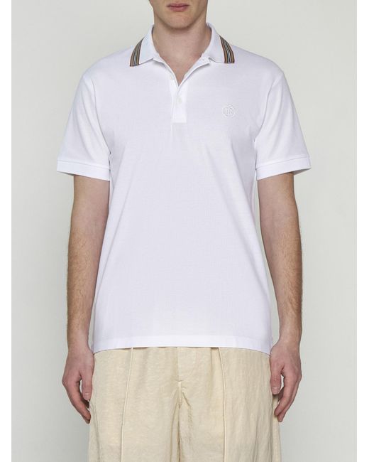 Burberry White Pierson Cotton Polo Shirt for men