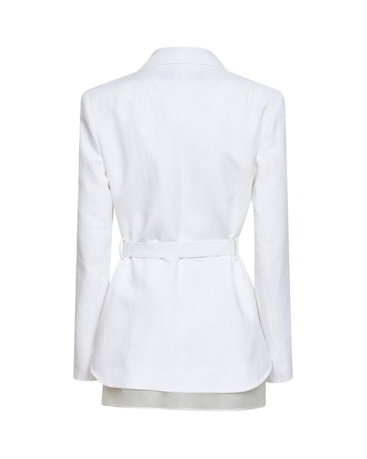 Blanca Vita White Viscose And Linen Goody Belted Blazer