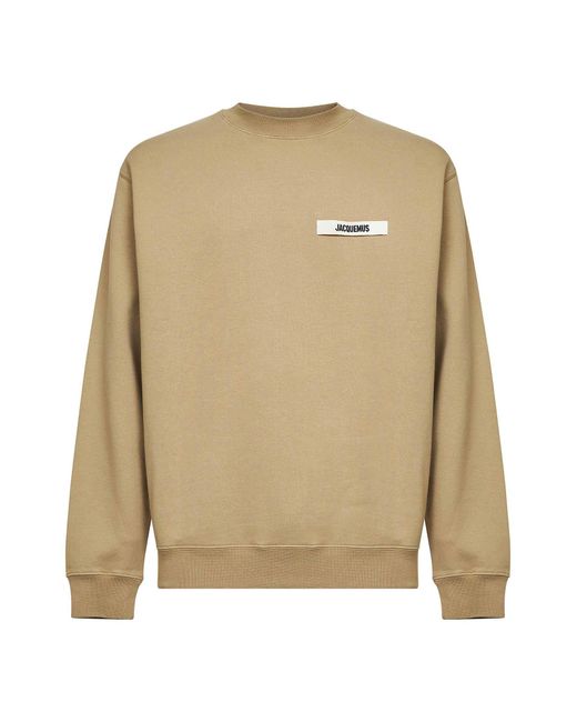 Jacquemus Natural Dark Organic Cotton Fleece The Gros Grain Sweatshirt for men