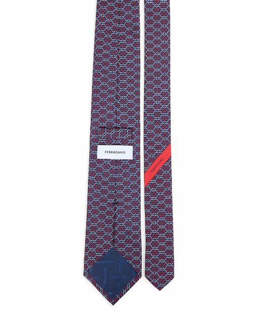 Ferragamo Purple And Gancini Silk Twill Zelig Tie for men