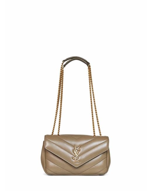Saint Laurent Natural Dark Strong Moss Loulou Small Shoulder Bag