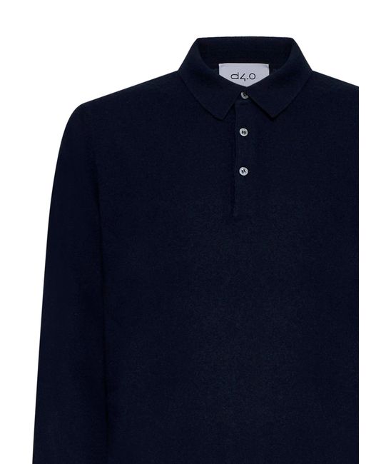 D 40 Blue Virgin Wool, Viscose And Cashmere Polo Shirt for men