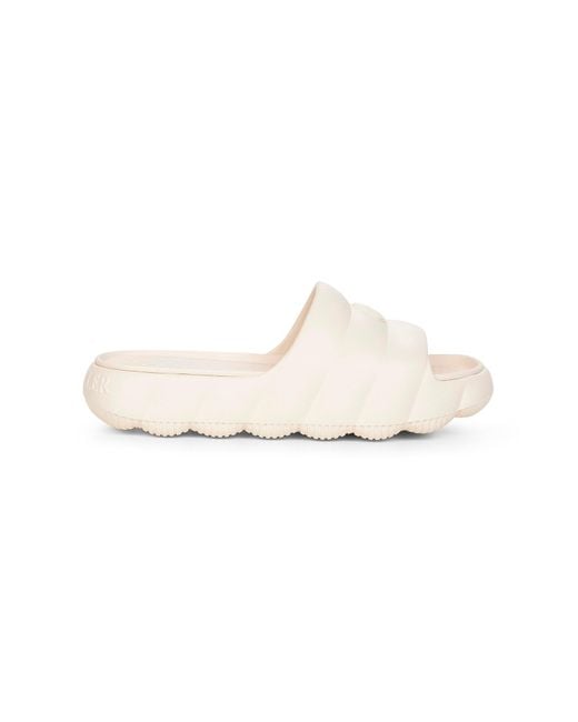 Moncler White Ivory Eva Quilted Lilo Sliders