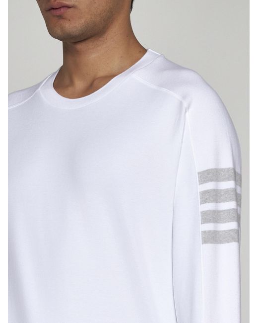 Thom Browne White Cotton 4-bar T-shirt for men