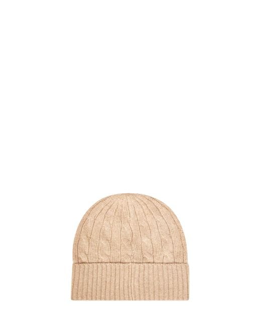 Polo Ralph Lauren Natural Camel Cable Knit Wool And Cashmere Beanie