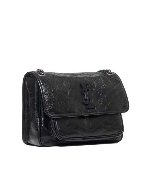 Saint Laurent Black Niki Vintage Leather Medium Bag