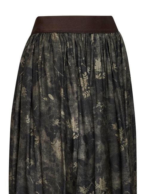 Uma Wang Black And Floral Moulay Gillian Midi Skirt