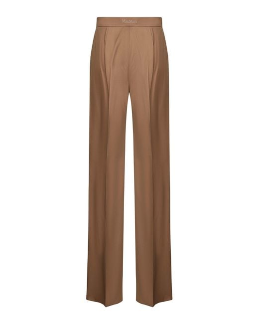 Max Mara Brown Light Wool Fernet Straight Trousers