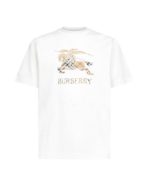 Burberry White Chalk Cotton Ekd T-Shirt for men