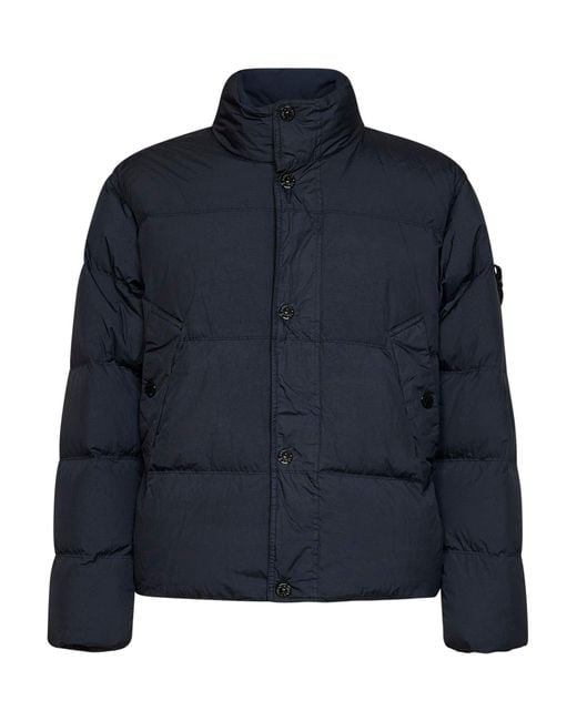 Stone Island Blue Crinkle Reps Ny Down Jacket for men
