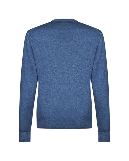 Etro Blue Mid Avio Two-Tone Wool Logo Sweater for men