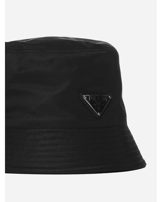 Prada Mens Black Logo Re-nylon Bucket Hat for men