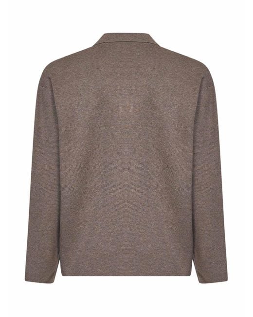 Hevò Brown Taupe Compact Viscose-Blend Knit Mar Grande Polo Shirt for men