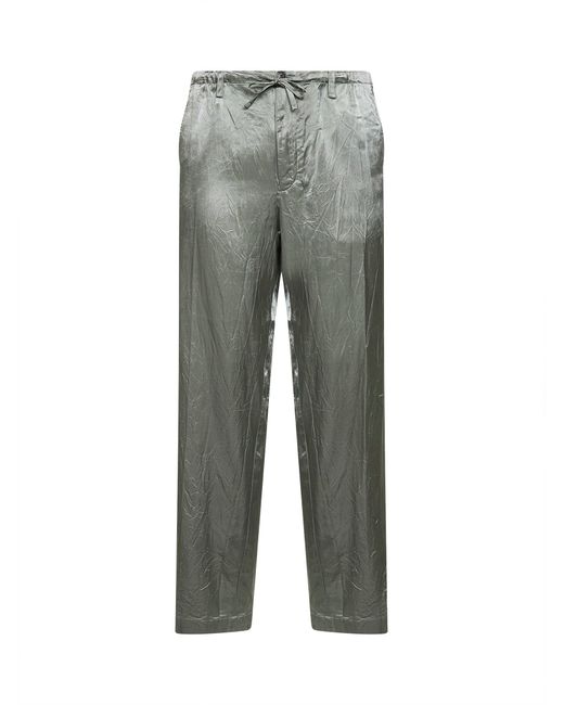 Dries Van Noten Gray Mint Viscose And Cotton Straight-Leg Trousers for men
