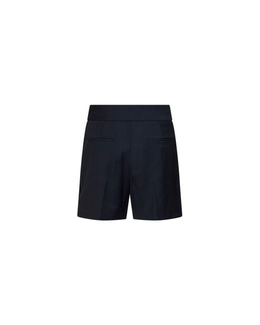 Max Mara Blue Lightweight Wool Canvas Mxmsalute Shorts