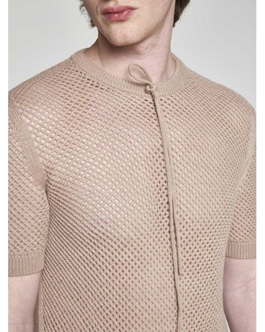 Fendi Natural Wool Crochet T-shirt for men