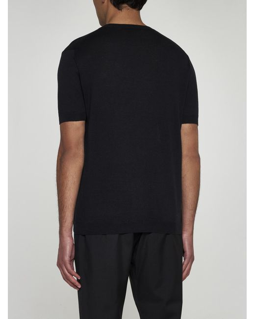 Low Brand Black Silk And Linen Sweater for men