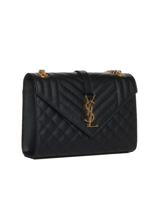 Saint Laurent Black Envelope Quilted Leather Medium Bag