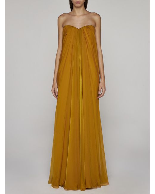Alexander McQueen Yellow Silk Bustier Long Dress