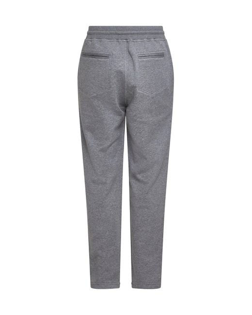 Brunello Cucinelli Gray Dark Fleece Jogging Trousers for men