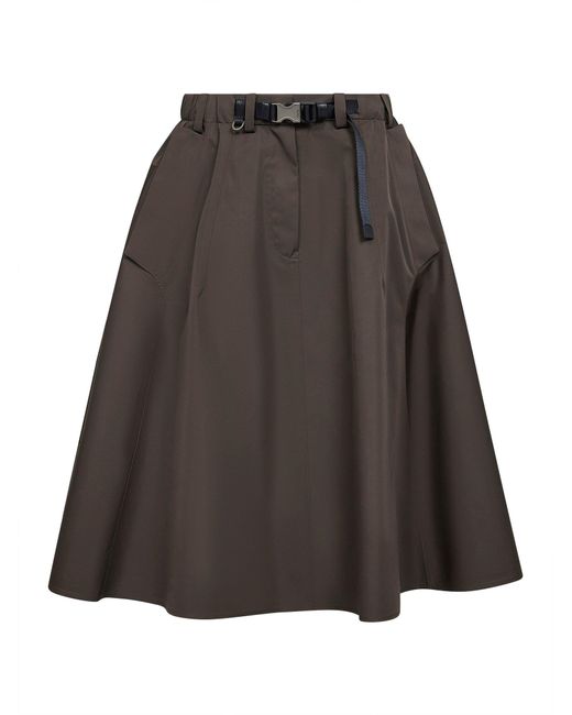 Prada Abbigliamento Brown Technical Canvas Circle Midi Skirt