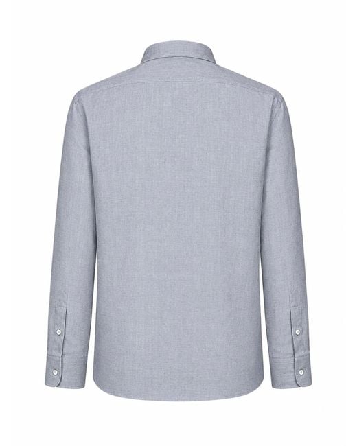 Brunello Cucinelli Blue Long-Sleeve Shirt Cotton-Lyocell for men