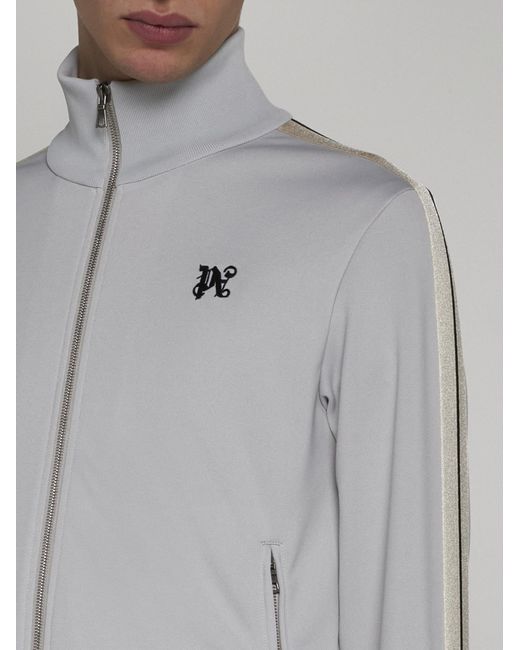 Palm Angels Gray Monogram Jersey Track Jacket for men
