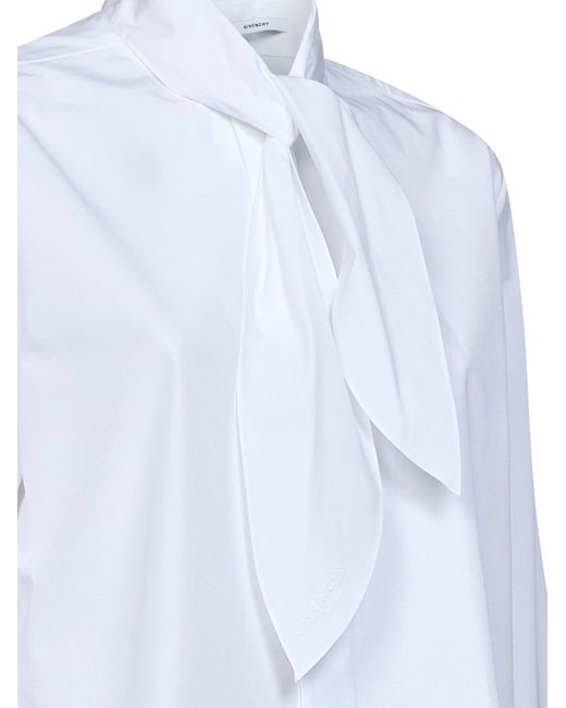 Givenchy White Poplin Cocoon Bow Shirt