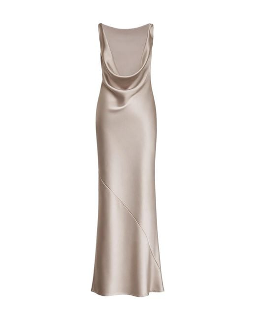 Blanca Vita Natural Chalk Satin Anjea Long Dress