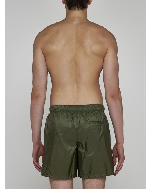 Prada Green Logo-plaque Re-nylon Swim Shorts for men