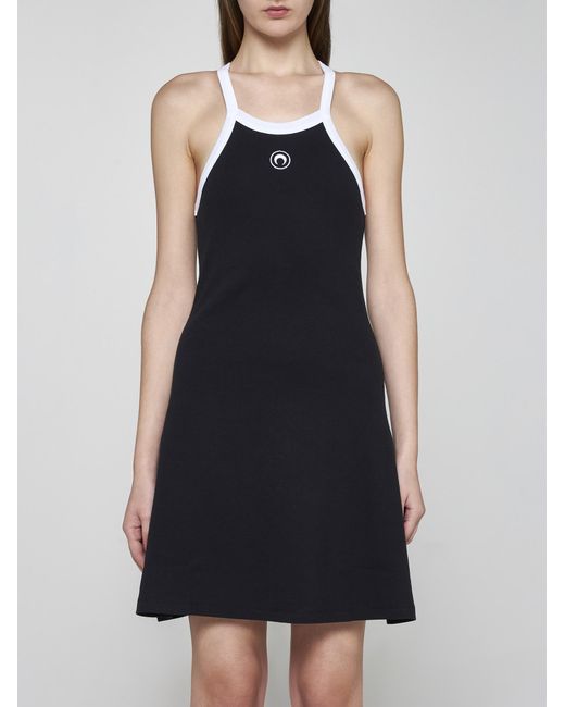 MARINE SERRE Black Organic Cotton Mini Dress