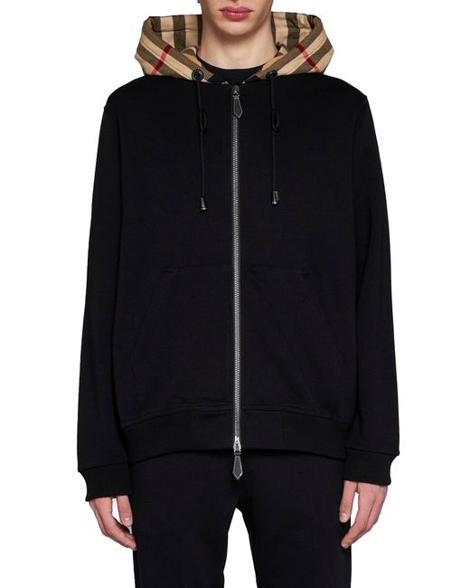 Burberry Black Check Hoodie for men