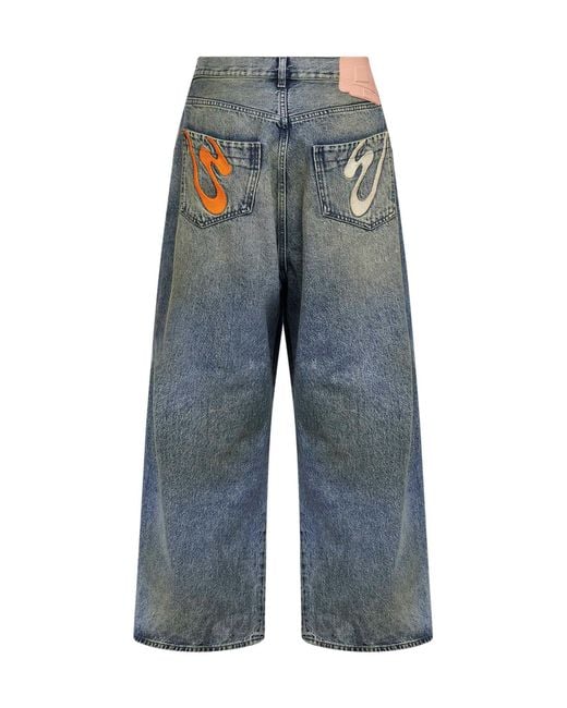 PDF Blue Dirty-Effect Cotton Denim Fat Angelo Jeans for men