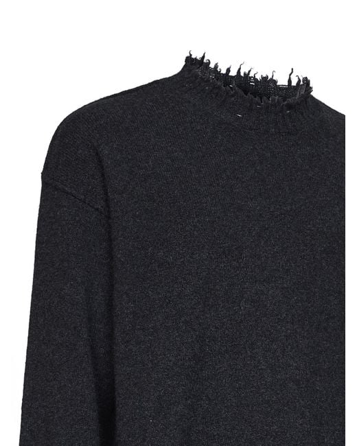 Uma Wang Blue Dark Cashmere Knit Crewneck Sweater<Br for men