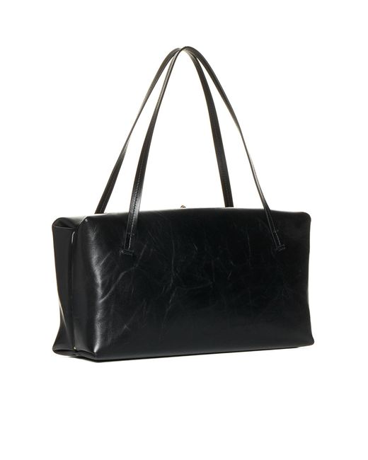 トートバッグ JIL SANDER Black Leather Medium Goji Pillow Shoulder Bag Jil Sander Black Goji Pillow Handle Medium Bag Jil Sander
