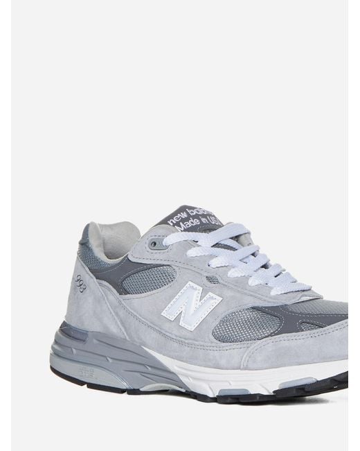 New Balance White 993 Suede, Leather And Mesh Sneakers for men