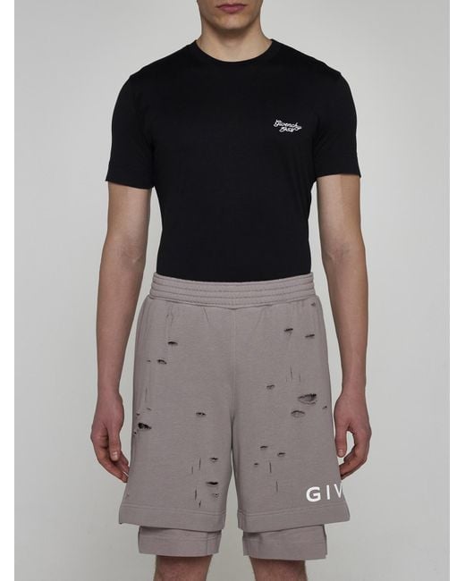 Givenchy Gray Logo Cotton Bermuda Shorts for men