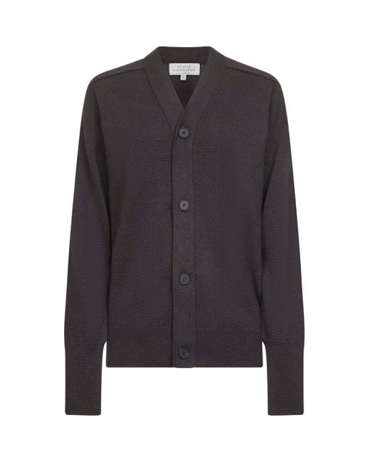 Studio Nicholson Blue Extra Fine Merino Wool Conan Cardigan