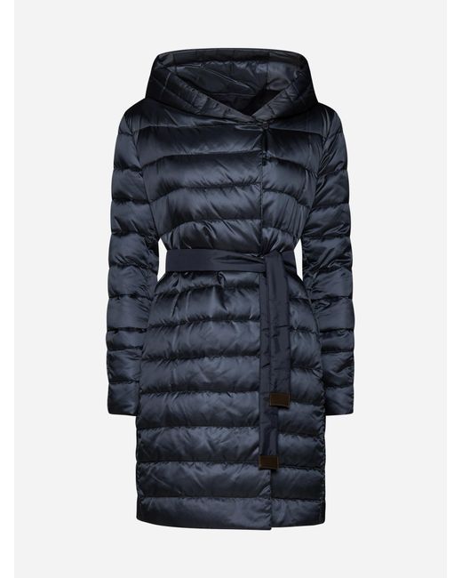 Max Mara The Cube Blue Novef Quilted Nylon Down Jacket
