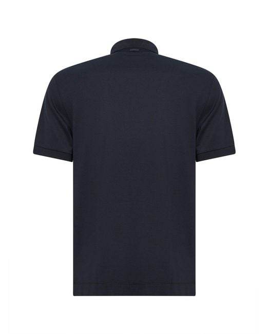 Zegna Blue Solid Shirt Collar Polo for men