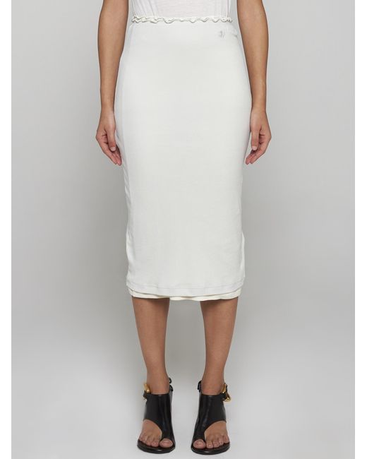 Jil Sander White 3 Layered Midi Cotton Skirt