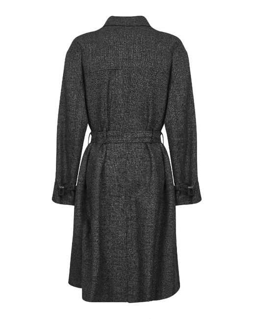 Dolce & Gabbana Black Dotted Wool Double-Breasted Trench Coat for men
