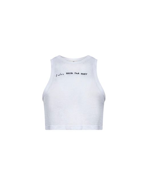 HANDLE WITH FREEDOM X HOLY CAFTAN White Linen Break Your Heart Cropped Tank Top