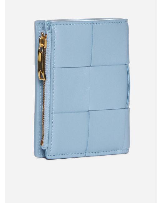 Bottega Veneta Blue Intreccio Nappa Leather Bifold Wallet