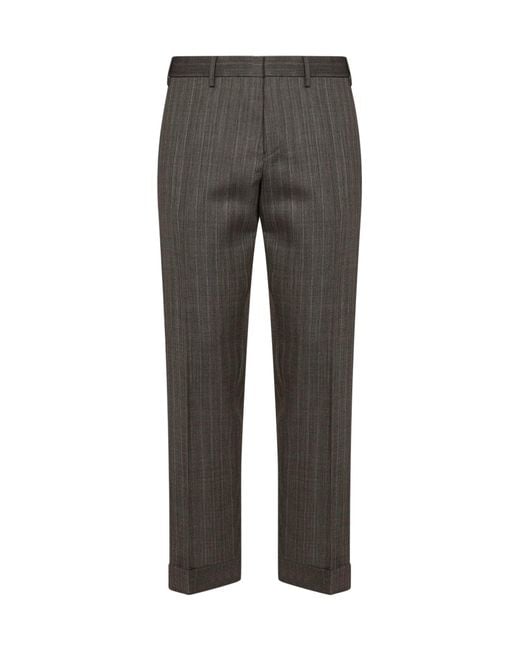 Dries Van Noten Gray Cement Chevron Wool Philip Tailored Trousers for men